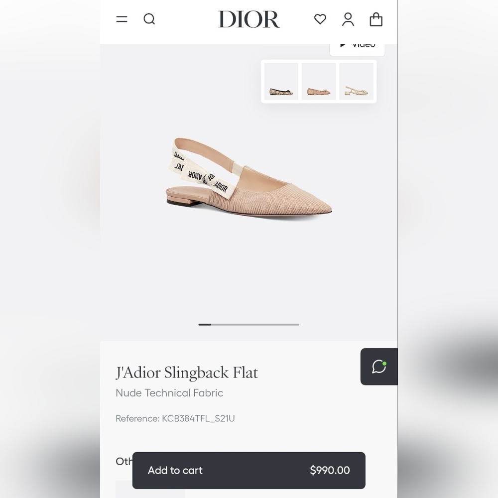 Dior J'Adior Slingback Flat in Nude